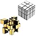 Ganowo Mirror Speed Cube Puzzle 3x3x3 Gold and Silver Mirror Magic Cube Set 2 Pack for Kids