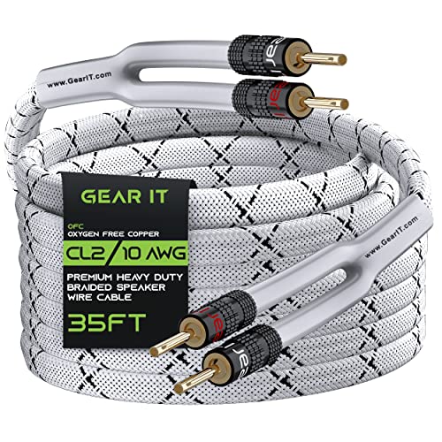 GearIT 10AWG Speaker Cable Wire with Gold-Plated