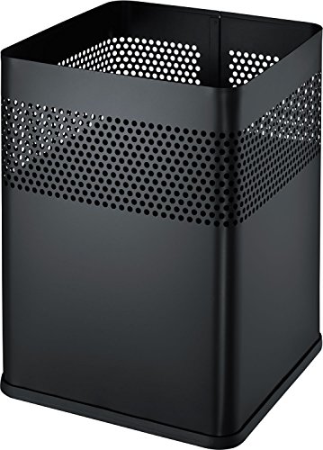 HelitH2515995 Black Square Metal Waste Paper bin, 18l
