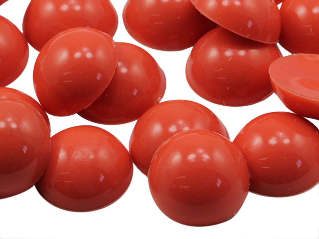 KraftGenius Allstarco 200PCS Flat Back Acrylic Round Pearl Cabochons Plastic Gems Embellishments Jewelry Craft Costumes Card Invitations Cosplay - 5mm Red Coral .C001
