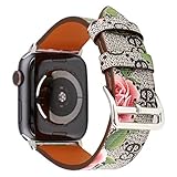 Flower Leather Watch Band for Apple Watch Series 4 44mm,Series 3 2 1 42mm Gray Pink iwatch Strap Belt Wristwatch Bracelet. (Gray Pink-42/44)