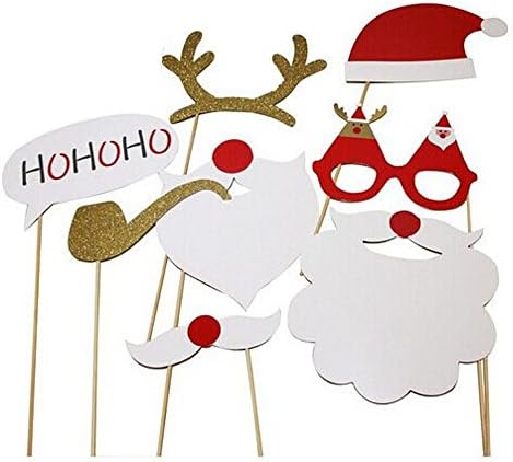 TK Eletronics Funny Merry Christmas Photo Booth Posing Props Set Decoration On A Stick for Party ,8PCS