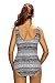 Women's Sexy Print Lace Up V Neck One Piece Swimsuit Monokini Swimwear Bathing Suits,Black and White,XL(US 14-16)