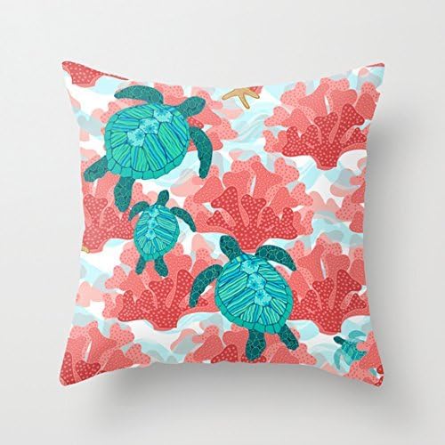 Dennis shop 6vf3 (*) Sea Turtles in The Coral Cushion Decorative Throw Pillow Case Pillow Cover 18 X 18 Inch