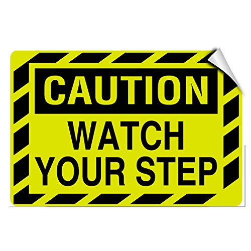 Caution Watch Your Step Style 3 Hazard LABEL DECAL STICKER Sticks to Any Surface