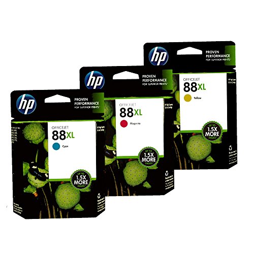HP 88XL 3 Pack of Color Ink Cartridges (1 Cyan, 1 Magenta, 1 Yellow)