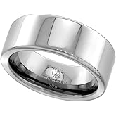 Sabrina Silver Tungsten Carbide 8 mm Pipe Cut Wedding Band Ring for Men and Women Polished Comfort fit sizes 7 to 14