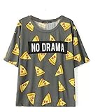 Vadim Women's Tops Pizza Letters Print T shirt Cute Cake Short Sleeve/Long Sleeve