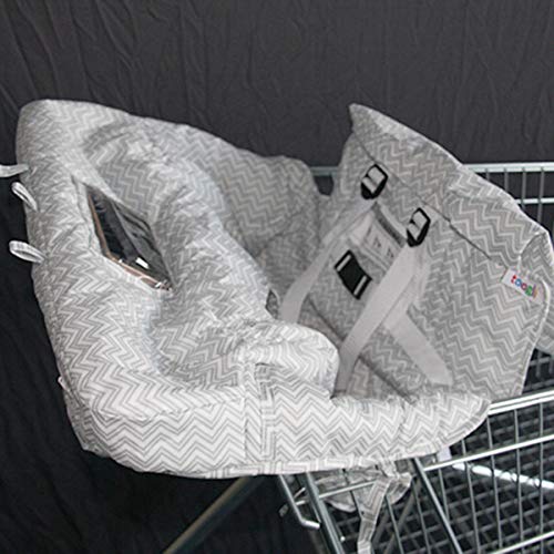 2-in-1 Shopping Cart Cover Mat and High Chair Cover for Baby,Foldable As Bag/Yinuoday Universal Grocery Trolley Cover Cushion Mat with Phone Holder Pocket & Storage Pocket