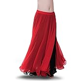 ROYAL SMEELA Chiffon Fairy Belly Dance Skirt Women Belly Dancing Costume Tribal Belly Dance Dress High Split, 10 Colors