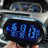 Yosoo Multi-functional 12V Car Auto LCD Digital Clock Thermometer Temperature Voltage Meter Monitor (Blue)