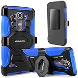 G4 Case, LG G4 Case, Cellularvilla Dual Layer [New Generation] [Heavy Duty] Armor Rugged Holster Case with Kickstand [Rotating] Locking Belt Swivel Clip Protective Cover for LG G4 (Blue Black)