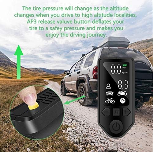 TANSHOP Electric Cordless Car Tyre Inflator Rechargeable,120PSI Bike Pump Air Compressor with LCD Screen for Cars,Bikes,Motorbikes,basketball,Football As a Flashlight&Power Bank - Image 4
