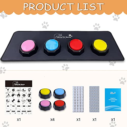 Set of 4 Dog Buttons with Mat and with The Pets to