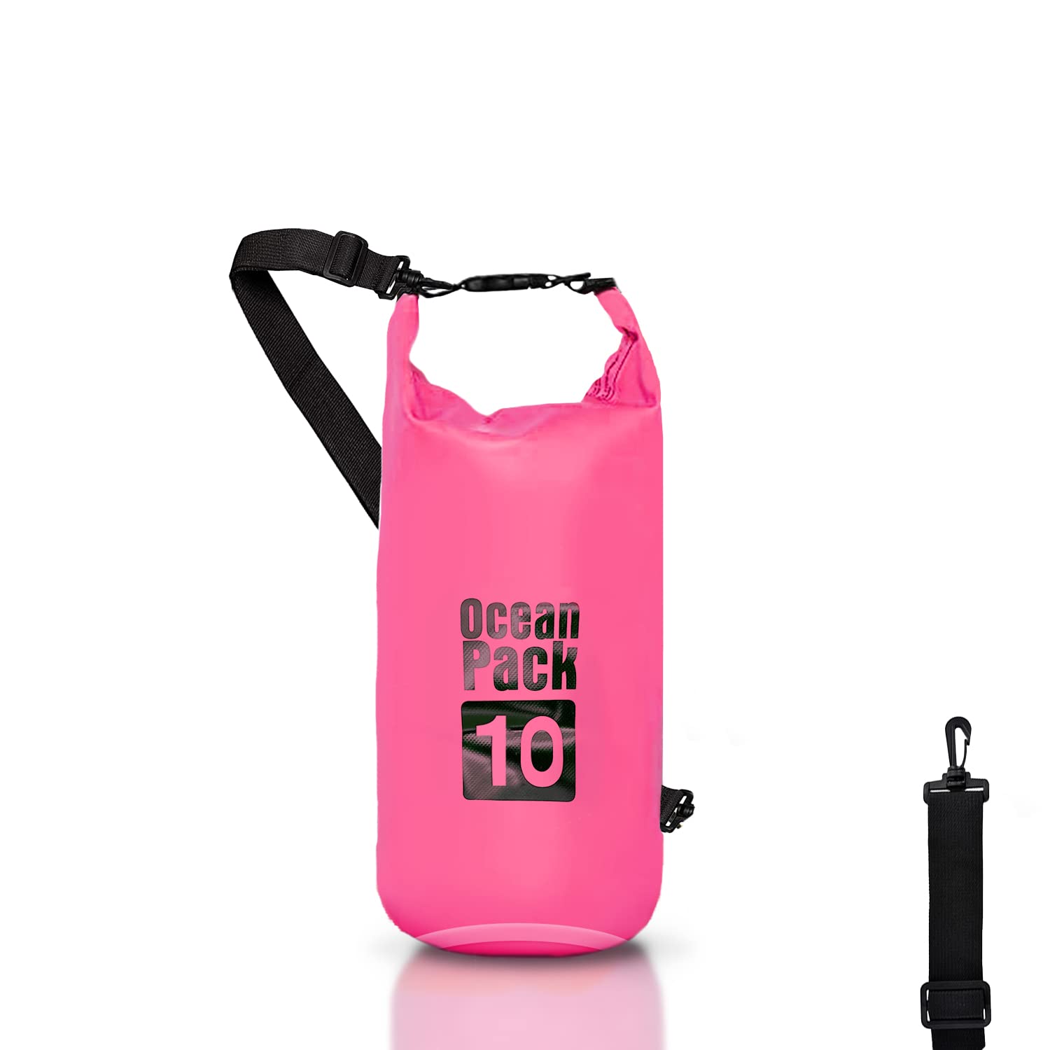 Dry Bag, Waterproof Backpack, Roll Closure and Shoulder Strap, Waterproof Mobile Phone Bag and Waist Bag for Sea Boat Fishing Rafting Beach Water Sports, pink, 10l, Waterproof bag