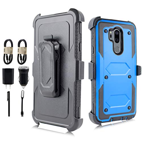 LG G7 Case, LG G7 ThinQ Case, Full-Body Rugged Holster Case Built-in Screen Protector LG G7 2018 Release [Value Bundle] (Blue) - Thumbnail 5
