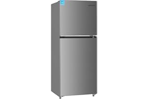 Upstreman 11.6 Cu.Ft. Double Door Refrigerator in Stainless Steel with Large Capacity Top Freezer, Frost Free, Adjustable Thermostat Control, Apartment Refrigerator with Freezer, ENERGY STAR