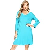 BambooBud Comfy Nightgowns for Women Soft Long Sleeve Nightgown Stretchy Nightshirts Sleep Dress S-XXL