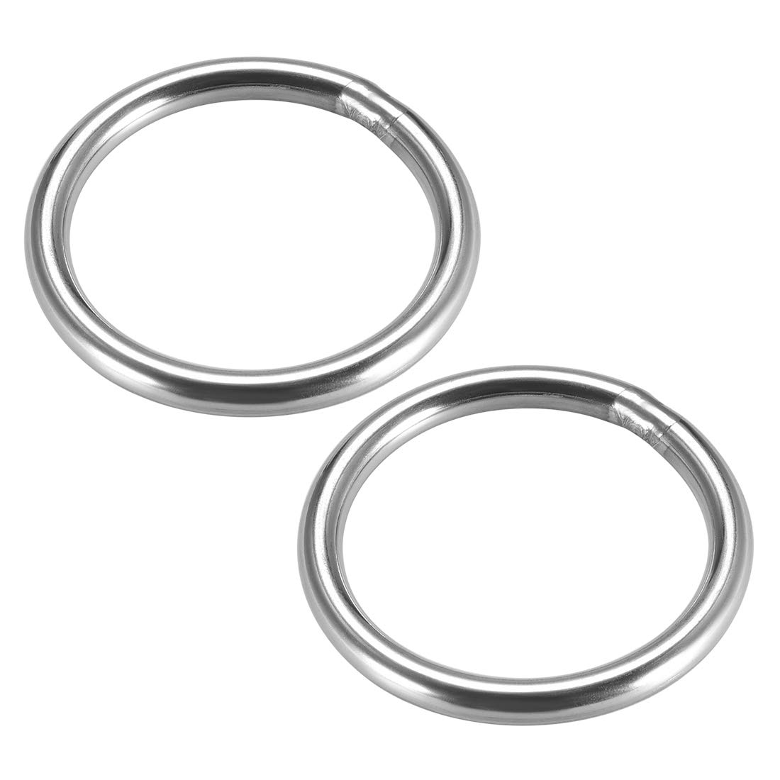 sourcing map 201 Stainless Steel O Ring 40mm(1.57") Outer Diameter 4mm Thickness Strapping Welded Round Rings 2pcs