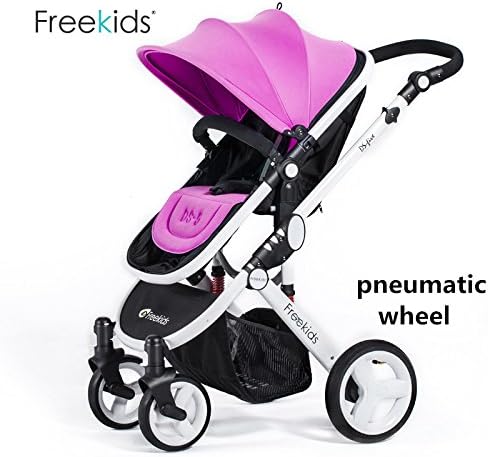 High-view Strollers, Aluminum Alloy, Bidirectional Buggies, Detachable, Suspension Pram, Folding Pushchair for Baby Sitting or Lying (Purple A)