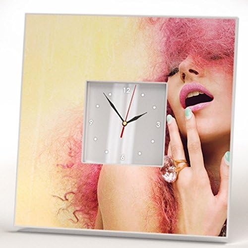 Fashion Makeup Lady Wall Clock Framed Mirror Decor Art Printed Home Room Gift Design Pink Lips