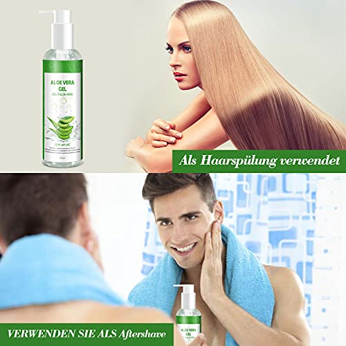 CUSMAY Aloe Vera Gel – Natural Aloe Vera Gel for Face, Body, Hands and Hair Moisturizing and Soothing – for Acne and Sunburn, 250 ml