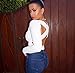 Zeagoo Women V-neck Stretch Bodysuit Bodycon Playsuit Sexy Jumpsuit Tops White Small