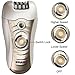 Sminiker Professional 3 in 1 Rechargeable Waterproof Lady Hair Removal Kit ( Bikini Trimmer,Hair Epilator,Callus Remover ) 2 Mode Power Switch Hair Shaver for Arm Underarm Bikini Line & Legs (Gold)