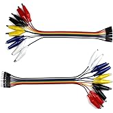 UCTRONICS Breadboard Alligator Clip Jumpers - Gator to Male and Female Jumper Wires Test Lead 2x10pcs 8 inch for Power Supply