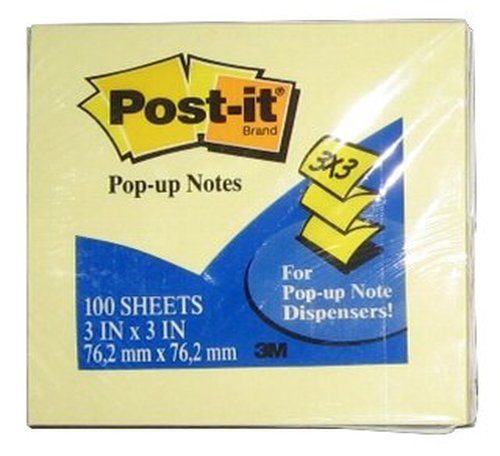 Post-it pop-up notes, 3 x 3-inches, canary yellow, 12 p…