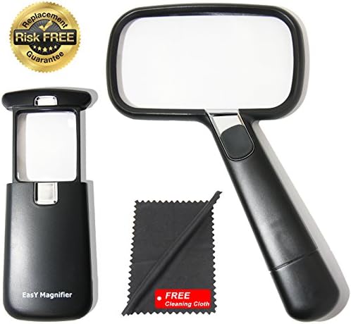 Pocket Magnifying Glass 3X an Elderly Assistant Product for Seniors; Helpful 50th 60th 70th Birthday Gift Set for Women and Men, Mom and Dad (Rec-PM1)