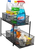 Sorbus 2 Tier Organizer Baskets with Mesh Sliding Drawers Ideal Cabinet, Countertop, Pantry, Under The Sink, and Desktop Organizer for Bathroom, Kitchen, Office, etc.Made of Steel (Black)