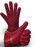 Silicone BBQ Gloves/Cooking Gloves, Ultra-Odor Resistant, Heat Protective -Burgundy Wine, Cooking Gloves, Premium Eco-Friendly by More Cuisine Essentials BG - 0129M ()