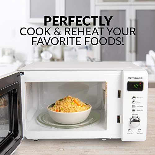 Nostalgia Retro Compact Countertop Microwave Oven 0.7 Cu. Ft. 700Watts