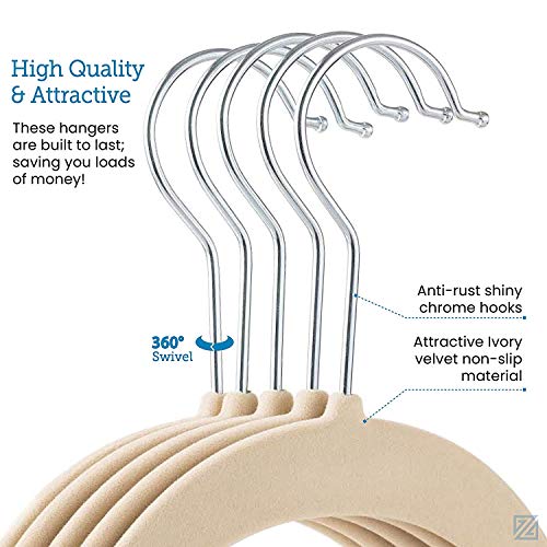 image for Zober Non-Slip Velvet Hangers, Suit Hangers (100 pack) Ultra Thin Spac