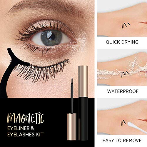 easbeauty Upgraded Eyelashes with Eyeliner Kit, 5 Pairs 6D