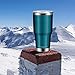 30oz Tumbler with Lid, Insulated Stainless Steel Travel Tumbler by Umite Chef, Insulated Coffee Mug, Double Wall Water Coffee Cup for Home, Office, 2 Straws, Brush（30oz, Blue Green）