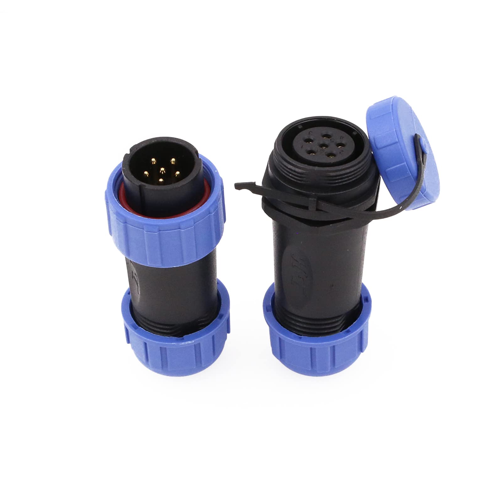 ZBLZGP HE21 6 Pin Aviation Circular Industrial Threaded IP68 Waterproof Connector Male Plug and Female Socket In-Line Cable Connector