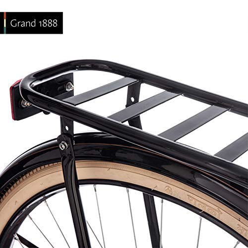Grand 1888 Unisex fiets, Klassieke Oma fiets met comfortabel zadel, bagagedrager, reflectors, fietsstandaard en bel… - Image 4