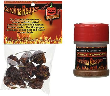 Reaper Bundle: 1/4 oz Packet of Dried Carolina Reaper Pepper Pods with Carolina Reaper Powder