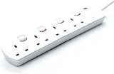 Status 4 Way Extension Socket 2m Lead Individually Switched Neon Indicator White view 2