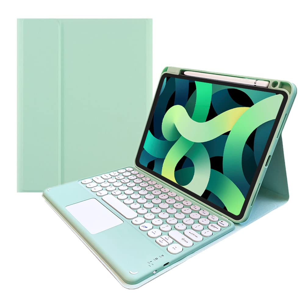 kaitesi Touch Keyboard Case for iPad 11th Generation (A16) 2025/ iPad 10th Generation 2022 (11/10.9 inch) Case with Detachable Round Key Touchpad Color Keyboard Cover (Mint Green)