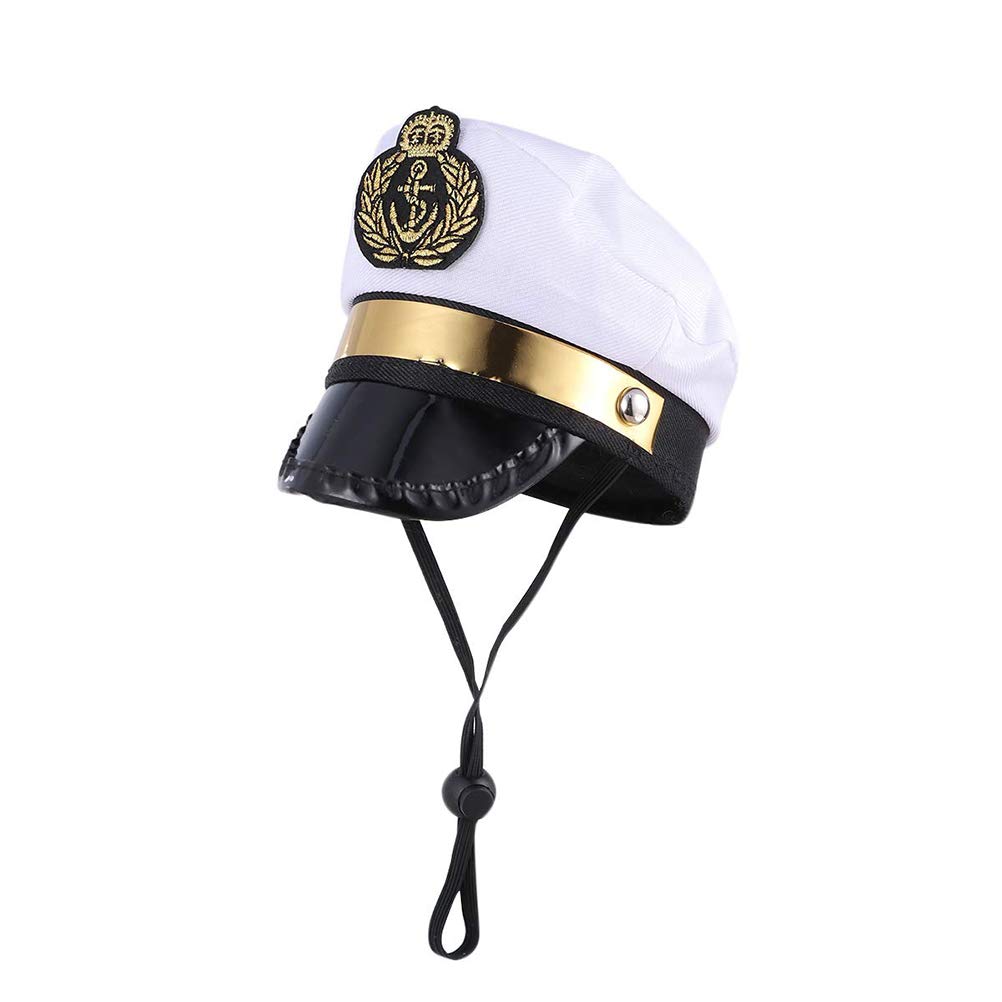 Pet clothing, Halloween Captain Sailors Hat White Captain Hat Dog Cat Puppy Sailor for Halloween Party Cosplay Costume