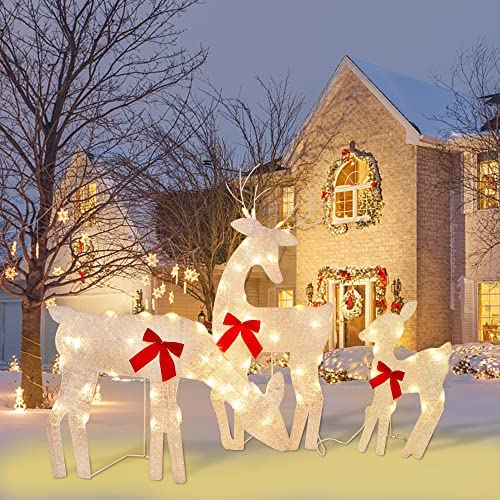 Photo 1 of ***FACTORY SEALED***Twinkle Star 3 Pack Tinsel Reindeer Family Lighted 2D Deer Christmas Decor, with Clear 60 Count Lights, Light Up Buck, Doe and Fawn Indoor or Outdoor Yard Lawn Festive Holiday Decoration