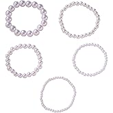 ZAHSY Stackable Stretch Pearl Bracelets for Women Elastic Layered Bracelets for Women Bridal Bridesmaid Bracelet for Wedding Pearl Bracelet Set