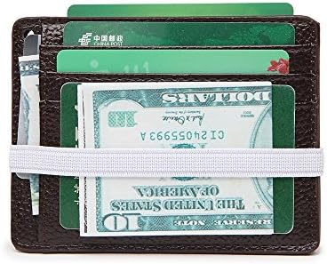 Leather Money Clip Wallet Card Holders RFID Blocking Compact Wallet (Coffee)