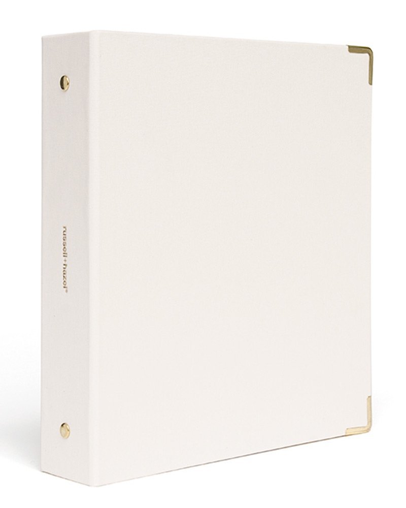 Russell+hazel Bookcloth Mini 3-Ring Binder, Pearl, 8 x 9 Inches (28790)