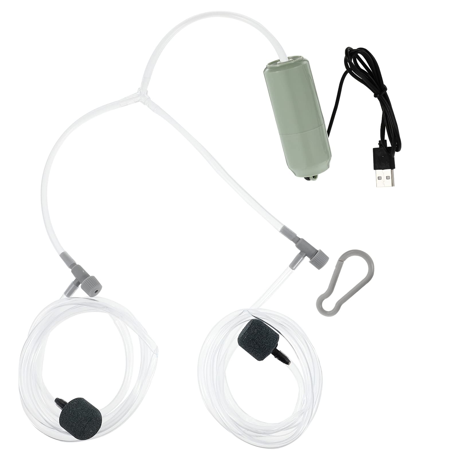 Quietest Aquarium USB Air Pump Ultra Silent High Energy Saving Oxygen Air Pump Aquarium for Fish Tank with Air Stone and Silicone Tube （ Green ）