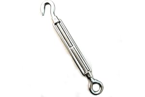 JINGYI Stainless Steel 316 Eye and Hook Turnbuckle, 1000lbs Working Load Limit, 3/8" Threaded Diameter x 9 in - Marine Grade Stainless Turnbuckles,Heavy Duty,Durable,Weather Resistant
