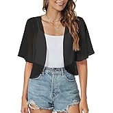 ZNVGIRL Women Shrug Chiffon Cardigans Open Front Short Sleeve Bolero for Evening Dressy